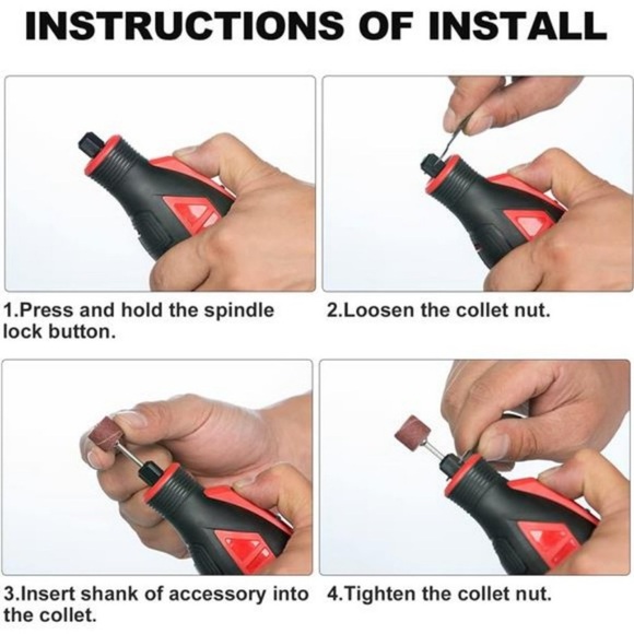 12V Cordless Rotary Tool Kit, 2.0Ah Battery, 5 Speed Adjustment, 115 Accessories - Picture 4 of 7